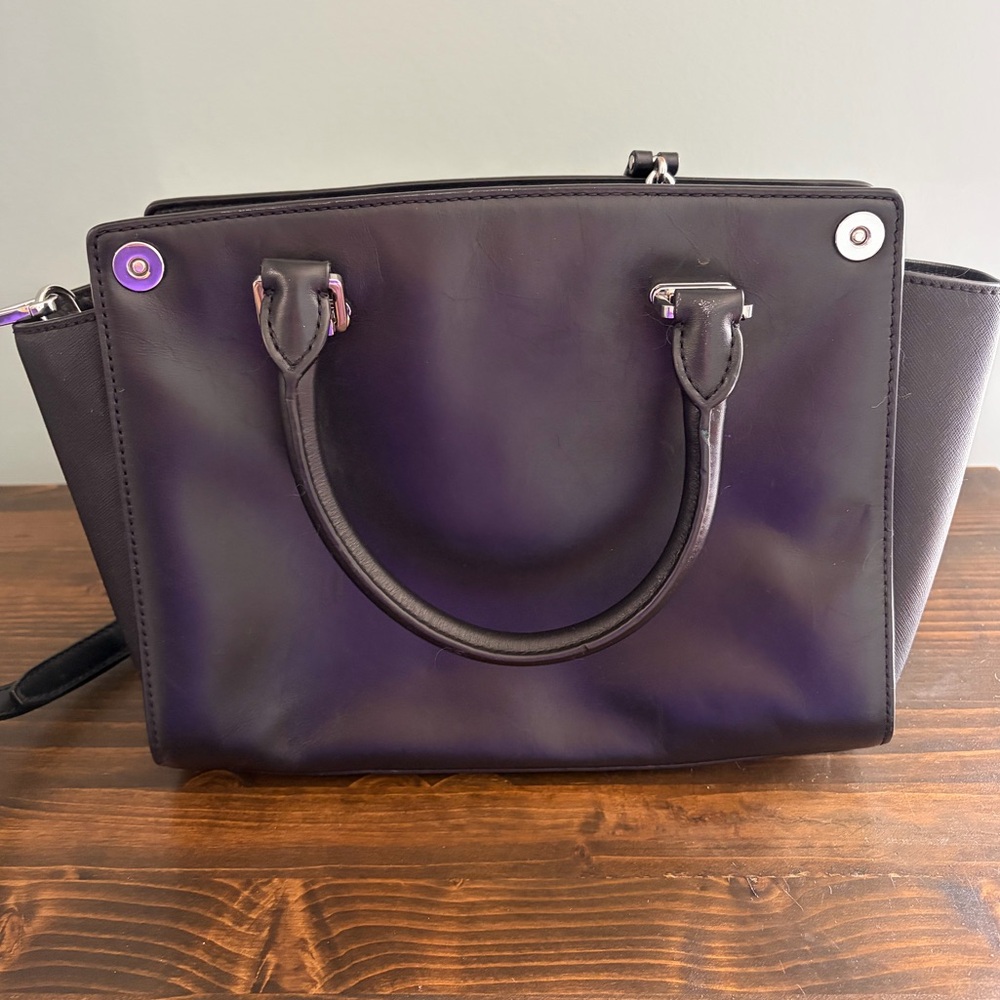 Michael Kors Black 3 in 1 Selma Leather Satchel with Combo Chain & Leather Strap - Picture 4 of 16